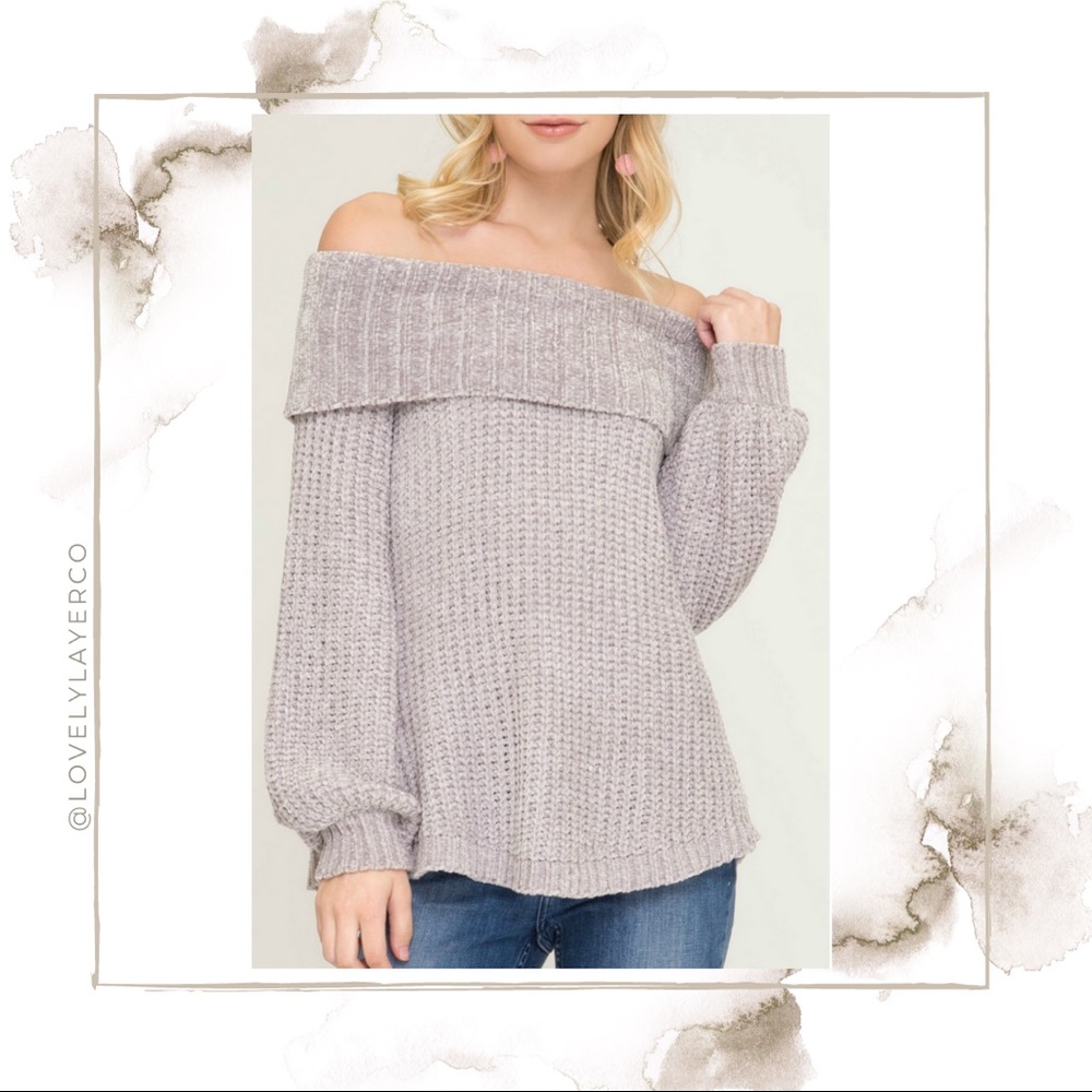 NWOT Off The Shoulder Soft Chenille Style Sweater